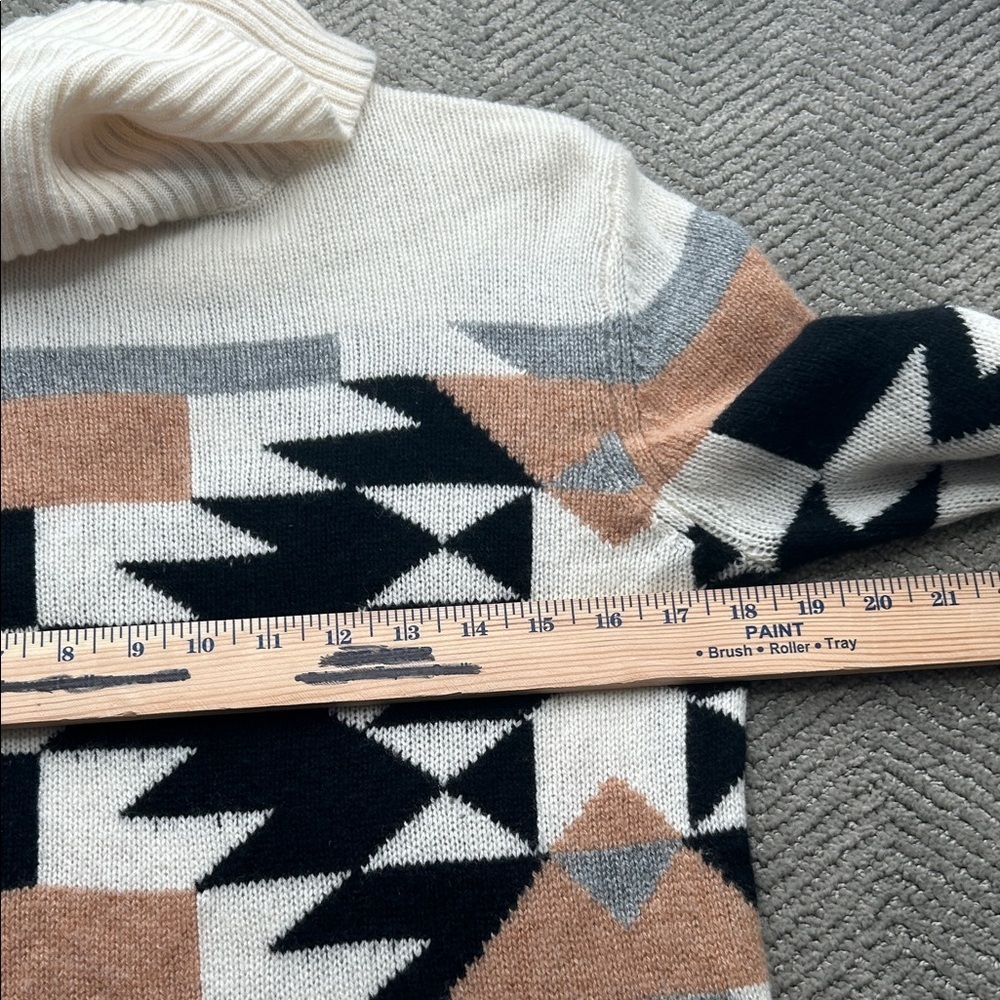 Perch x Apres 100% Cashmere Turtleneck Sweater Aztec Geometric Small - Picture 9 of 12